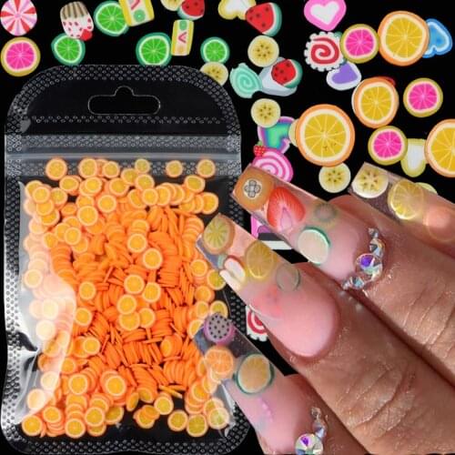 3D mixed cute small grape pitaya love nail decoration art accessories candy fruit flowers polymer clay slice nail decoration