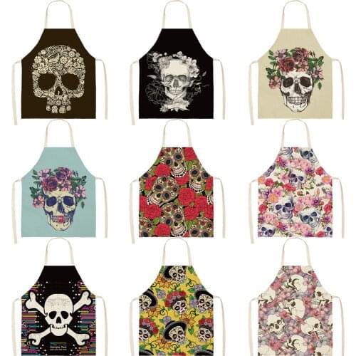 3D Funny Aprons Halloween Art Skull Adult Kitchen Apron Dinner Party Cooking Apron Cozinha Tablier Cuisine Pinafore Children