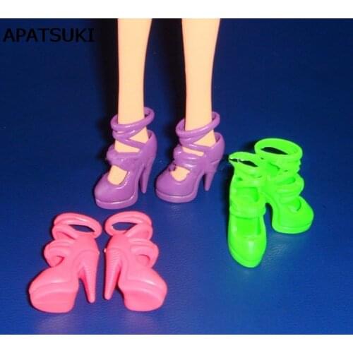 5pairs/lot Mix Colors Simple Design Gladiator Shoes High Heel Shoes For Barbie Doll House Fit For Barbie Dress Outfit