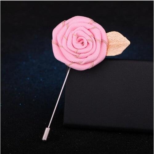 50Pcs/Lot Men Women Cute Romantic Neck Lapel Pin Brooch Handmade Groom Wedding Suit Party Rose Flower Brooches Corsage Accessor