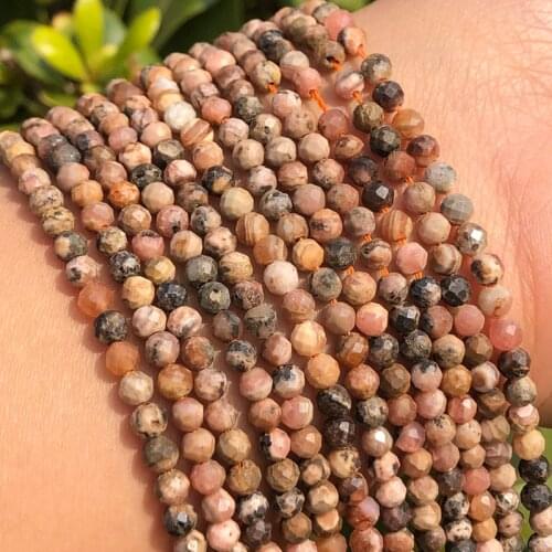 AA+ Natural Faceted Black Lace Rhodonite Loose Rondelle Small Beads For Jewelry Making Diy Needlework Bracelet Necklace 2/3/4mm