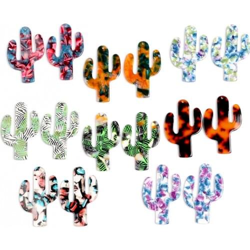 Tortoise Shell Earring Charms,Acetate Acrylic Cactus Shaped Pendants,Earrings Parts,Earring Findings,31mmx48mm,ACE236