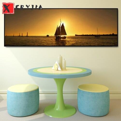 Diamond Painting Sailing sailboat on the sea at sunset Cross Stitch Diamond Embroidery Picture Of Rhinestones Home Decoration