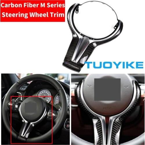 Car Styling Real Carbon Fiber Steering Wheel Trim Cover Sticker For BMW M2 F87 M3 F80 M4 F82 M5 F10 M6 F06 X5M X6M Accessories