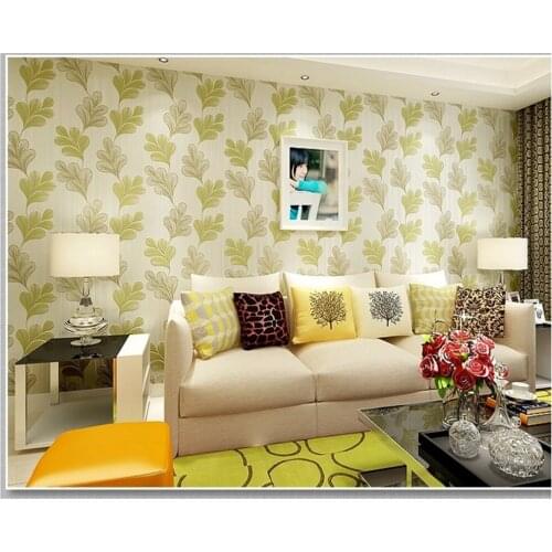 Beibehang Nonwoven fashion personality leaf bedroom warm wall paper TV background simple papel de parede wallpaper papier peint