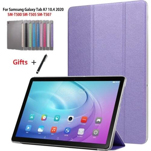 For Samsung Galaxy Tab A7 10.4" 2020 Case SM-T500 SM-T505 SM-T507 T500 T505 T507 LightWeight Ultra Slim Stand with Soft Fim+Pen