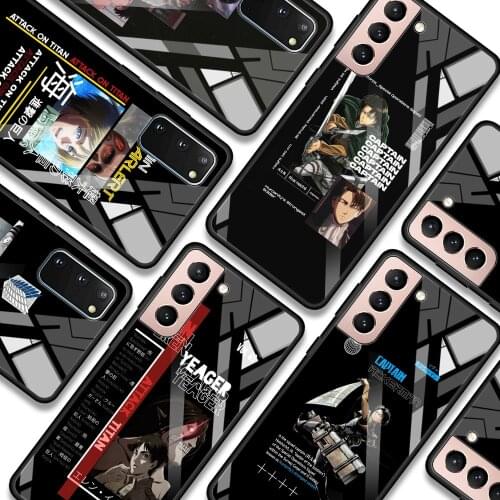 Phone case For Samsung S21 S20 Ultra Plus FE S10e Lite S10 S9 S8 plus Glass Bumper Soft Fundas attack on titan