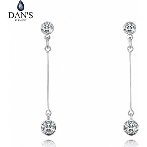 DANS Element Brand Real Austrian Crystals Fashion trendy Dangle Earrings For Women Gift White Gold Color #131855