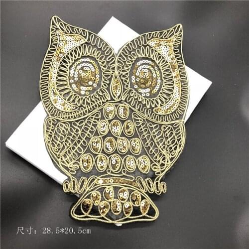 The Sequins Embroidery Cloth Adhesive Back Patch Tiewei Clothing Decoration Big Owl Repair Chest Patch