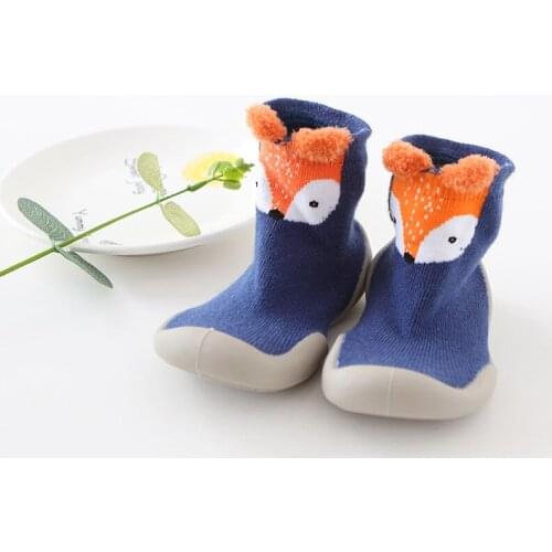 4Pairs Toddler First Walker Kids Soft Rubber Sole Animal Children Shoes Autumn Winter Unisex Knit Booties Anti-slip Socks