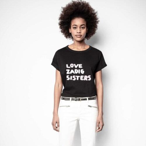 Fashion New Summer Women Letter Print Cotton T-Shirt Female Casual Slim Black Top Ladies High Quality Hit Color Brand Tees ML066