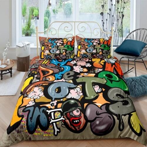 Grafflti Bedclothes 3D Duvet Cover Sets Modern Comforter Cases Pillow Covers King Queen Super King DoubleTwin Size 160*220cm