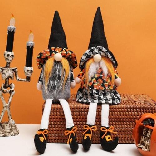 Halloween Gnomes Plush Decor Handmade Tomte Swedish Gnome Nisse Scandinavian Elf Ornaments Witch Table Decorations Gifts