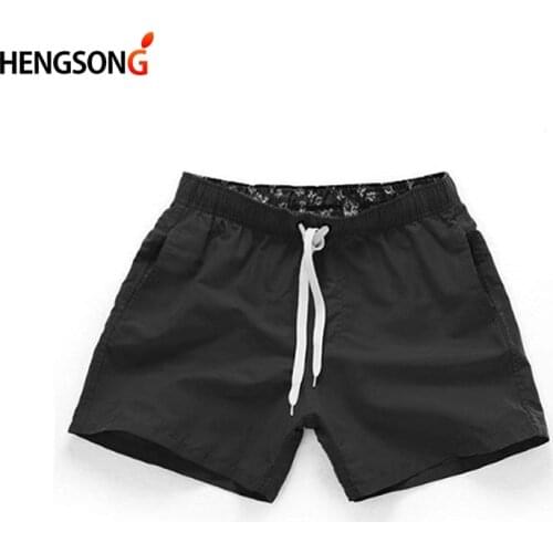 HENGSONG Summer New Man Briefs Mid Waist Beach Short Pants Straight Drawstring Surf Shorts Four Colors S-2XL Briefs Men