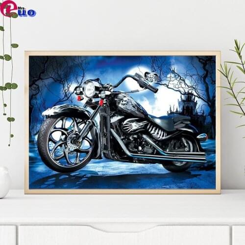 Diy mosaic diamond painting Blue motorcycle paint diamant abstract art full square round rhinestone 3d diamond embroidery decor
