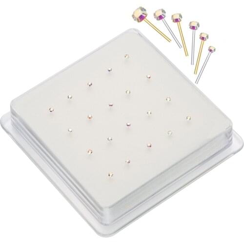 S925 Fashion fine 2.5mm clear crystal gold nose pin bone stud nose piercing jewelry 36pcs/set