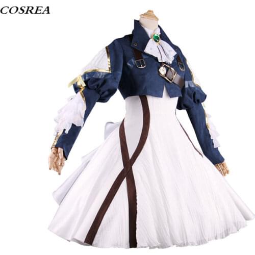 COSREA Japanese Anime Violet Evergarden Cosplay Costume Lovely Full Set Costumes Headwear Blonde Hair Red Ribbon For Adult Woman