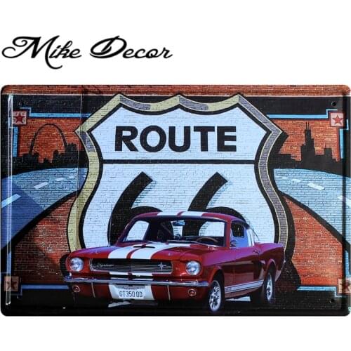 [ Mike86 ] Route 66 Red Car Poster Metal Plaque Art Wall decor Office Bar Vintage Metal signs A-598 Mix order 20*30 CM