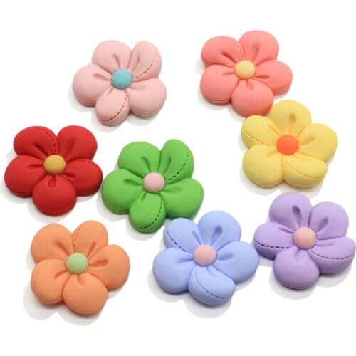 Hot Selling Clay Flower Flatback Resin Cabochons 24/30MM Vintage Resin Flowers Craft DIY Jewelry/Craft Scrapbooking