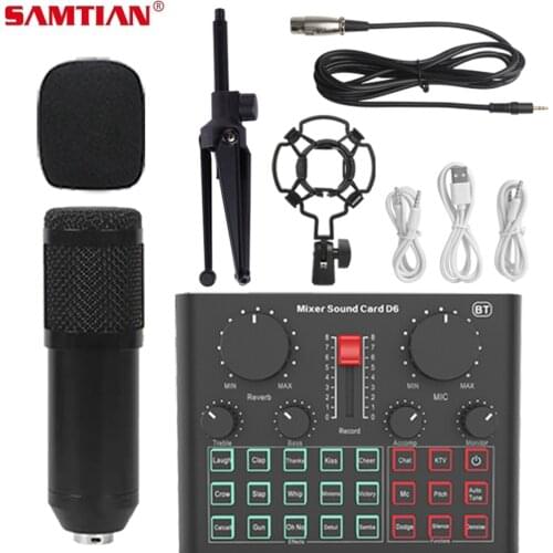 SAMTIAN Microphone Set Live Game Condenser Mic With Stand D6 Sound Card For YouTube Gaming Live Karaoke Vocal Recording Gamers