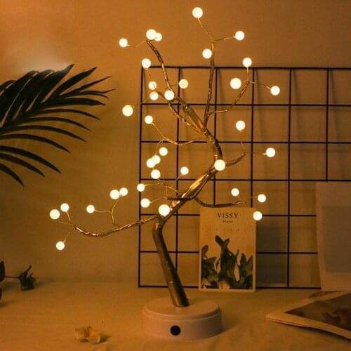 Mini Christmas Tree Copper Wire Garland Lamp LED Night Light for Home Kids Bedroom Decor USB/Battery Fairy Holiday Lighting