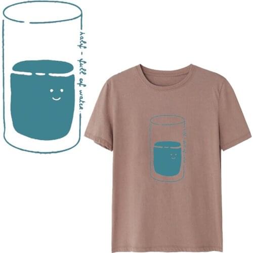 Fashion Watercup Bottle Iron On Patches For DIY Heat Transfer Clothes T-Shirt Thermal Stickers Decoration Printing