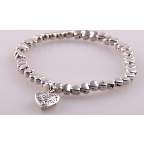 MOODPC Free Shipping new arrival mini alloy heart Beads bracelets with cute heart metal charm lovers gift ladies bracelet