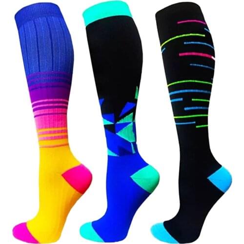 New Antifigue Unisex Outdoor Cycling Long Pressure Stockings High Running Men Women Socks Sports Compression Animal Print Socks