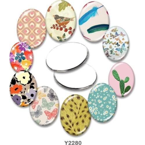 Flora and fauna Oval glass cabochon 13x18mm/18x25mm/30x40mm flat back Making findings TRY2280