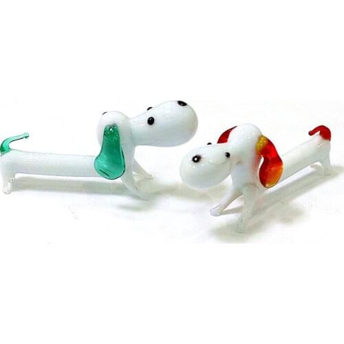 A Pair Cute Dog Figurine Miniature Glass Animal Craft Home Decor Tabletop Ornament Childrens Day Party Exquisite Gifts For Kids