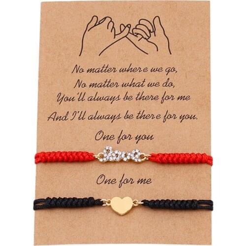 Letter Love Heart Charm Bracelet Set for Couple Friend Magnets Attract Woven Bracelets Chain On Hand Fashion Jewelry Gifts