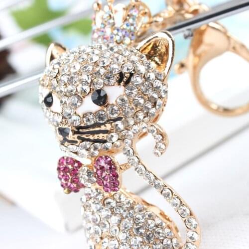 Crown Fox Butterfly Rhinestone Crystal Charm Pendant Puse Bag Car Key Ring Chain Women Girl Friend Party Gift