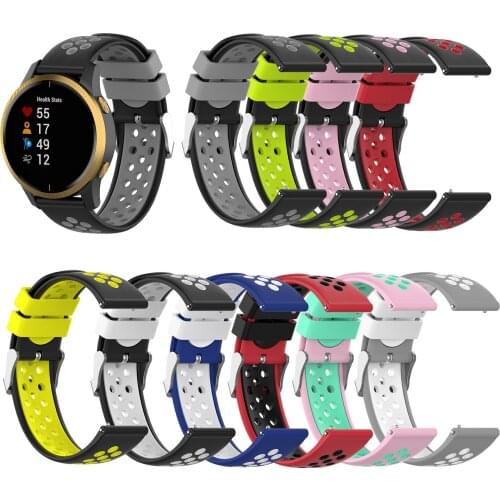 Watch Band for Garmin Venu/Vivoactive 3, 20mm Quick Release Silicone Sport Waterproof Replacement Strap for Forerunner 645/245