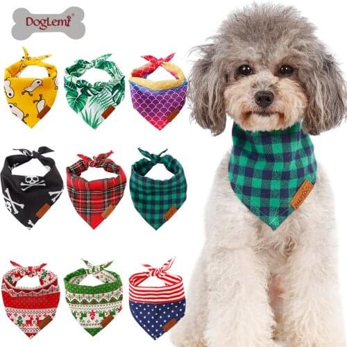 Dog Scarf Pet Dog Bandana Bib Pet Bandana Pet Accessories Triangular Bandage Adjustable Tie On for Cat Puppies Medium Large Dogs