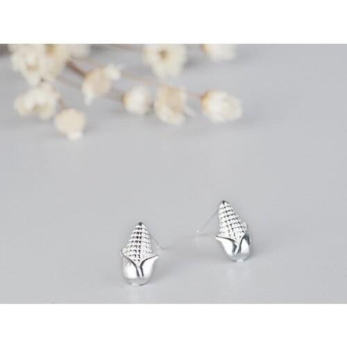 SHELA Corn Plant Stud Earrings Small Cute Fashion Jewelry for Women 100% S925 SterlingSilver