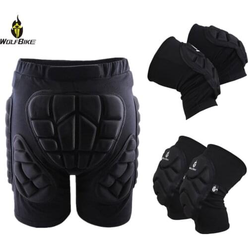 Wolfbike Knee Protection Pad Snowboarding Shorts Roller Hockey Butt Hip Protector MTB Bike Cycling Skateboard Ski Shorts Pants