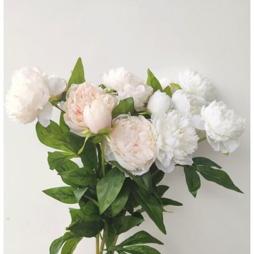 Super fairy Nordic imitation white meat powder peony fake flower handhold imitation flower living room fabric bouquets