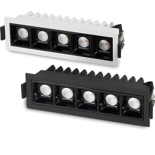 Tira de luces LED regulables, lámpara empotrada antideslumbrante, larga, Cob, para techo, 3w, 6w, 15w, 30w, 45w, AC85-265v