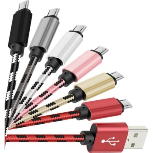 USB Cable Micro USB 2.0 Cable Sync Charging Fabric Mobile Phone Cables for Android Samsung Huawei Xiaomi HTC LG 100pcs