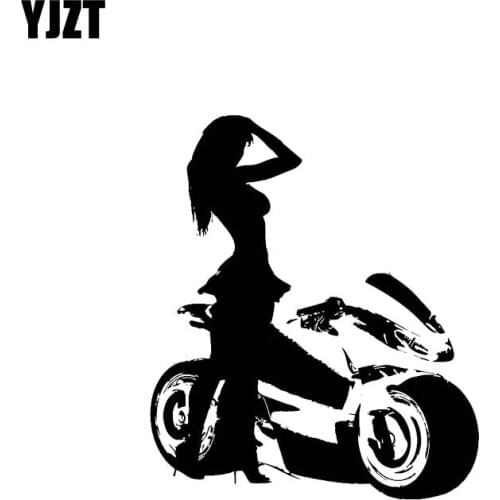 YJZT 12.1*14CM Sexy Girl Loving Motor Car Popular Fashion Style Vinyl Decal Black/Silver Car Sticker Cartoon Design C20-0783