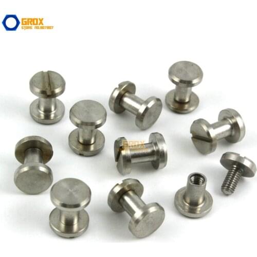 20 Set 8*6mm 304 Stainless Steel Rivet Chicago Screw for Leather Craft Flat Head