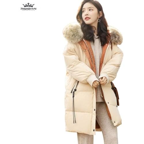 Boutique Down Jacket Female New Winter Jackets Loose Plus size Women Coat Hooded Fur collar Thicken Warm Long Cotton Outerwear