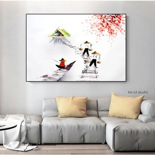 Famous Paintings Vietnam Art Oil Paintings Fishing for Home Decor idea Oil Painting For Living Room