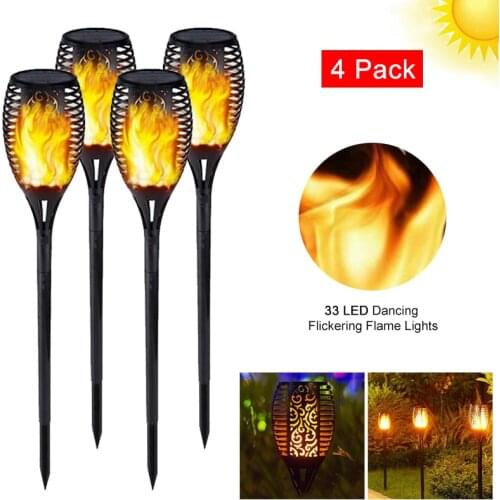 1/2/4 Pcs 33LED Solar Power Outdoor Landscape Light Flickering Flame IP65 Waterproof Torches Yard Path Courtyard Decoration Lamp