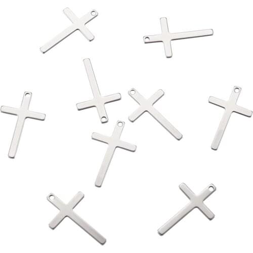 Pandahall 100pcs Cross Pendants 304 Stainless Steel Charms for DIY Jewelry Making Necklaces Bracelets 25x16x0.9mm
