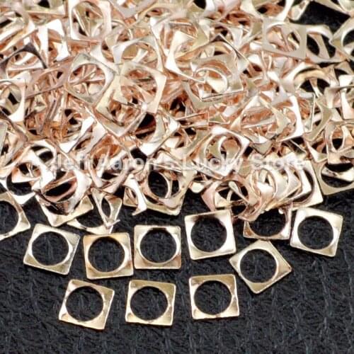 500PCS Beauty Hollow 3D Metal Nail Art Decoration Accessories rose Gold Squre Frame Loop Nail Styling Tools