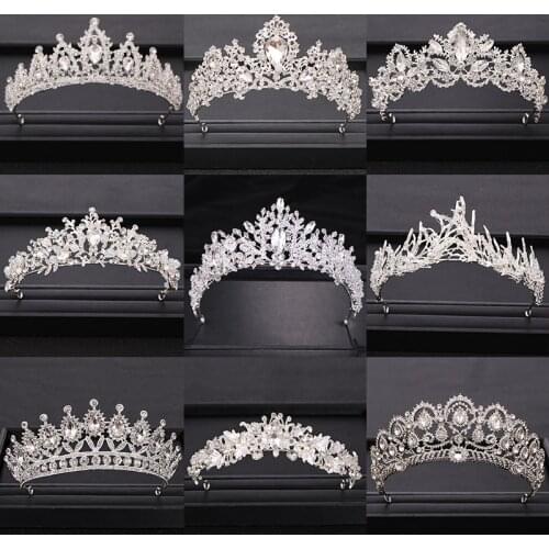 AiliBride Tiara Wedding Crown Bridal Hair Accessories Luxurious Baroque Crystal Queen Crown Women Adult Gift Party Hair Jewelry