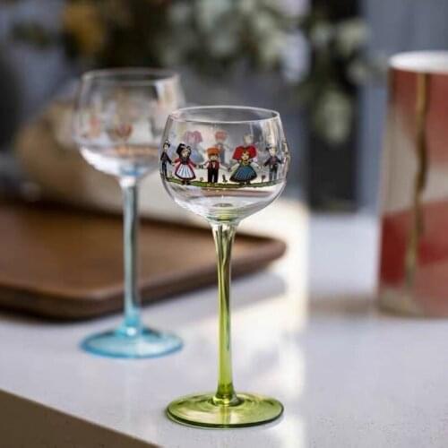 Wine Goblet Cocktail Glass стаканы для воды Nordic Niche Style Taza De Cristal Alsatian Villain Traditional Green foot Glass