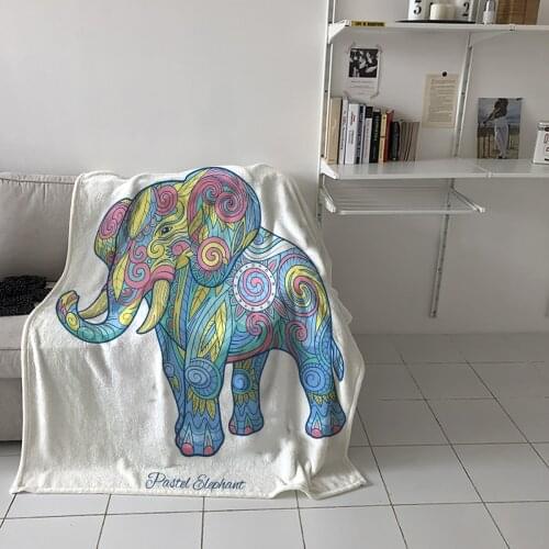 Color Elephant Tribe Art Lace Throw Blanket Picnic Travel Blanket Portable Soft Bedspread Microfiber Flannel Blankets for Beds