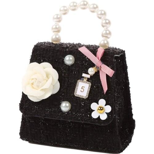 Kids Single-Shoulder Bag, Mini Flowers Bowknot Handbag Crossbody Bag for Girls, Black/Lake Blue/Rose Red/White/Light Pink